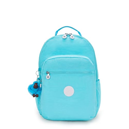 Kipling Women's Seoul Bts 15" Laptop Backpack, Durable, Roomy with Padded Shoulder Straps, Built-In Protective Sleeve - color: Poppy Aqua, size: 12.75''L x 17.25''H x 8''D