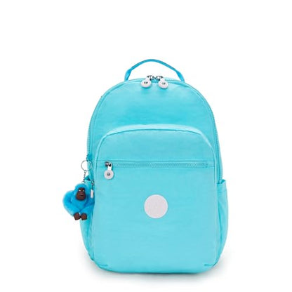 Kipling Women's Seoul Bts 15" Laptop Backpack, Durable, Roomy with Padded Shoulder Straps, Built-In Protective Sleeve - color: Poppy Aqua, size: 12.75''L x 17.25''H x 8''D
