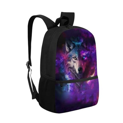 ZOUTAIRONG Galaxy Wolf School Bag Set and Durable Thermos Two Piece Backpack Set Mini Water Up and School Bags with 2 Side Pockets - color: Galaxy Wolf