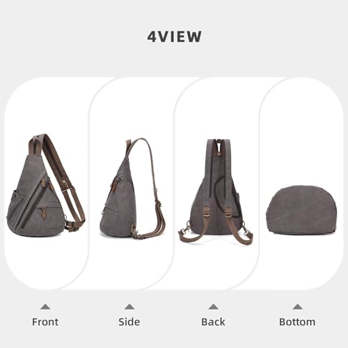 KouLi Buir Canvas Sling Bag - Small Crossbody Backpack Shoulder Casual Daypack Rucksack for Men Women - color: D.grey