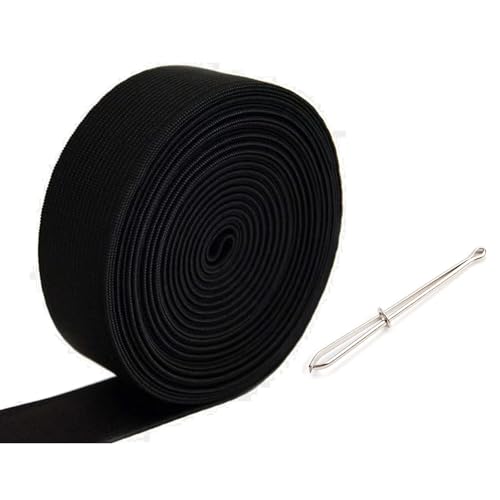 Tovyzalg Elastic Band for Sewing, Black Width Flat Elastic Cord, Knit Bands for Sewing Waistband and Pants Waist, Stretchy Flat Fabric Strap Knit Elastic Band for Wig, Wide 0.59 Inch 13 Yard