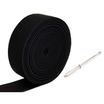 Tovyzalg Elastic Band for Sewing, Black Width Flat Elastic Cord, Knit Bands for Sewing Waistband and Pants Waist, Stretchy Flat Fabric Strap Knit Elastic Band for Wig, Wide 0.59 Inch 13 Yard