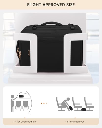 LOVEVOOK Travel Backpack For Women & Men with Waist Strap,50L Waterproof Carry On Backpack Luggage Travel Essentials Flight Approved,TSA Personal ltem Travel Bag Weekender Daypack with 3 Packing Cubes - color: Black With Waist Strap, size: 18 Inch
