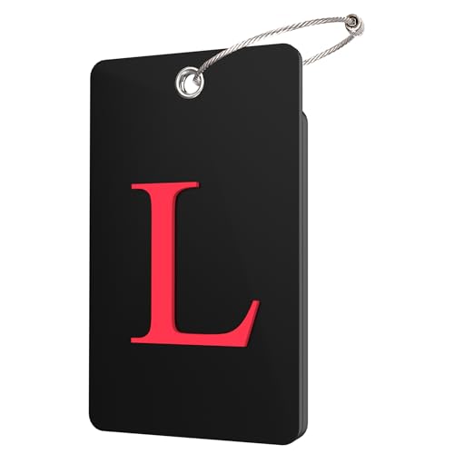 Gostwo 2 Pack Luggage Tags for Suitcases, 26 Initial Letter Travel Luggage Baggage Identification Labels ID Tag Fully Bendable Tags with Stainless Steel Loop (Black) (Letter L) - color: Black, size: Large L