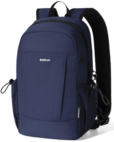 ECOHUB Mini Anti-Theft RFID Backpack for Women and Men, Water-Resistant, Lightweight Travel Daypack with iPad Sleeve, Key Holder, 9 Pockets, Stylish Comfortable, Blue - color: Blue