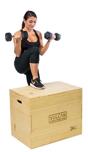 VULCAN 3-in-1 Wooden Plyo Box – Durable Ashwood Plyometric Jump Box for Home Gym and Commercial Training | Safe, Stable & Versatile for Box Jumps, Step-Ups, HIIT and Cross-Training Workouts - style: D) 3-in-1 Plyo Box - 20" x 24" x 30