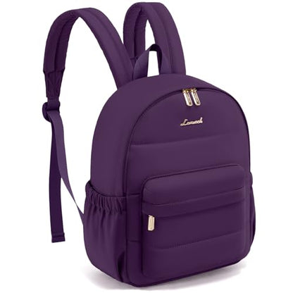LOVEVOOK Small Backpack Purse for Women, Mini Puffer Lightweight Backpack, Casual Daily Daypack Purse for Women, back pack with Anti-theft Pocket for Travel - color: Purple