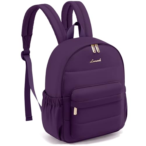 LOVEVOOK Small Backpack Purse for Women, Mini Puffer Lightweight Backpack, Casual Daily Daypack Purse for Women, back pack with Anti-theft Pocket for Travel - color: Purple