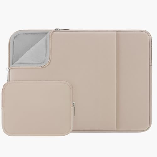RAINYEAR 13 Inch Laptop Sleeve Case with Pocket & Accessories Pouch, Khaki - color: Khaki(Upgraded Version), size: 13"