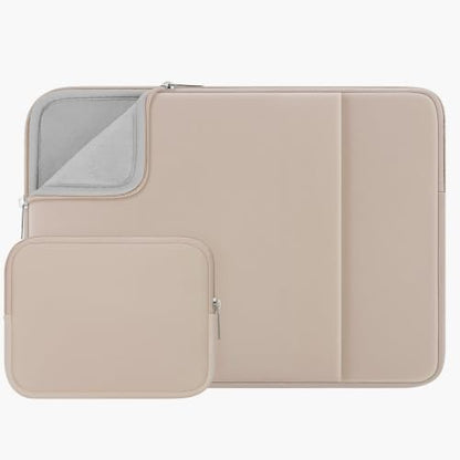 RAINYEAR 13 Inch Laptop Sleeve Case with Pocket & Accessories Pouch, Khaki - color: Khaki(Upgraded Version), size: 13"