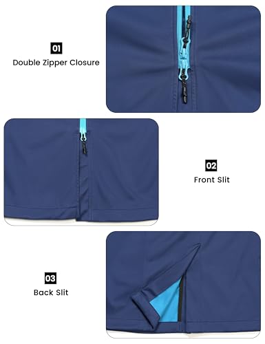 Little Donkey Andy Women's Lightweight Softshell Vest, Windproof Sleeveless Jacket for Running Hiking Travel - color: Blue-long, size: X-Large