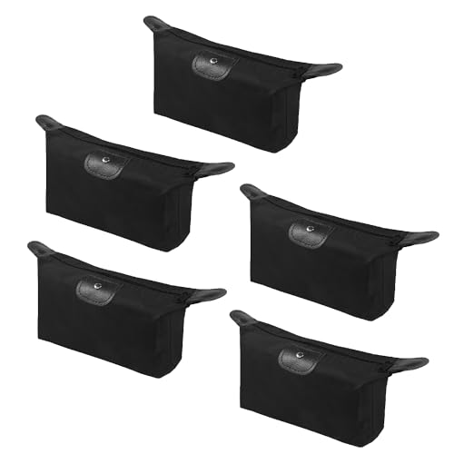 YAODHAOD Makeup Bag Bulk Toiletry Pouch Waterproof Cosmetic Storage Bags,with Zipper Travel Toiletry Organizer Packing Bag Accessory Organizer for Women and Men (5 PCS-Black) - color: 5 PCS-Black