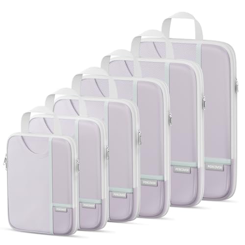 Percover Compression Packing Cubes for Travel, 6-Piece Structured Compression Organizer Set for Organized Packing & Carry-On Luggage, Purple - color: Purple, size: 6 Set