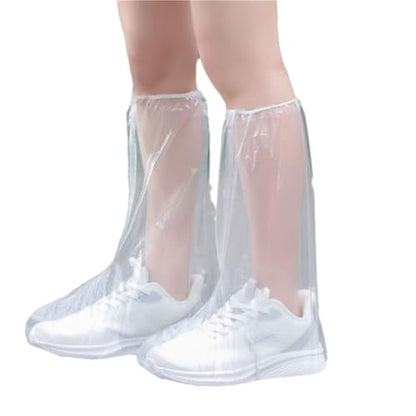 5 Pairs Disposable Rain Boots Shoe Covers Waterproof Portable Elastic Band for Adults Outdoor Travel Hiking Emergency - color: Clear