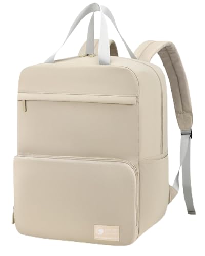 Lightweight Personal Item Bag 17x10x9 Ultralight 0.5lb Foldable Travel Backpack for Women Men College Casual Daypack (Beige) - color: Beige