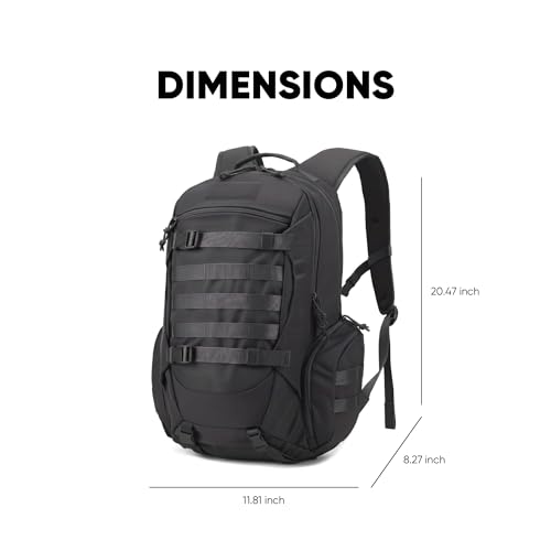 35L Tactical Backpack for Men, MOLLE Military Bug Out Bag, Waterproof Rucksack for Hiking with Hydration Port Black - color: Black