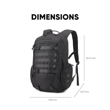 35L Tactical Backpack for Men, MOLLE Military Bug Out Bag, Waterproof Rucksack for Hiking with Hydration Port Black - color: Black