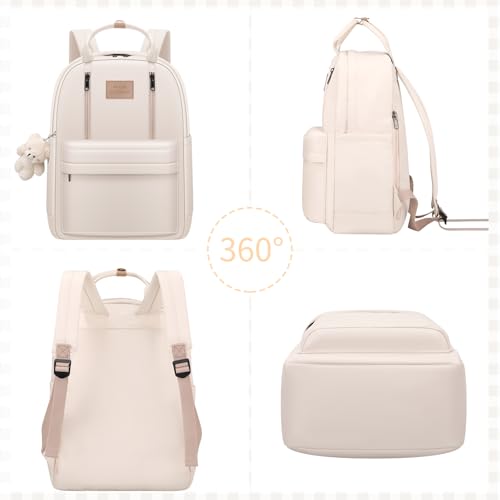 GAXOS Cute Backpack for School Aesthetic Backpack Purse for Women Girls White Book Bag Korea Style Bookbag - color: White