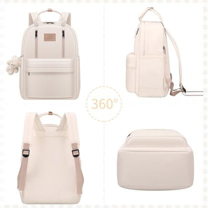 GAXOS Cute Backpack for School Aesthetic Backpack Purse for Women Girls White Book Bag Korea Style Bookbag - color: White
