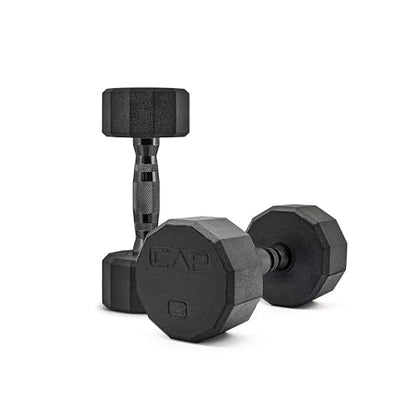 CAP Barbell Coated Dumbbell Weight | Multiple Options Pairs & Sets - size: 8 lb - Pair, style: 12-Sided - Black Handle