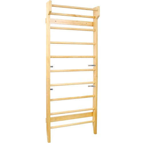 Wall-Mounted Wooden Stall Bars for Home Gym - Swedish Ladder for Stretching, Strength Training & Yoga - Durable Multi-Functional Fitness Equipment - size: 31.5"W x 76.7"H