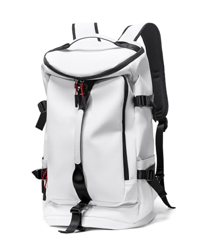 YOUMIAN Gym Duffle Bag 3 IN 1 Travel Backpack 40L Waterproof Shoe Compartment for Men and Women Basketball Soccer Sports Bag (White) - color: White