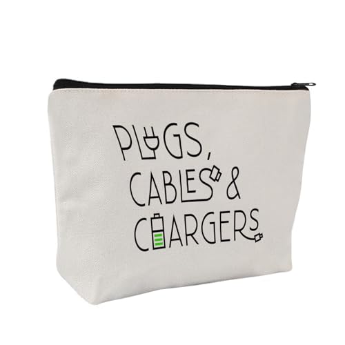 Plugs Cables & Chargers - Makeup Bag for Women Travel - Zipper Cosmetic Storage Bag with Vibrant Designs, Soft Fabric & Multi-Use Functionality (Gift for Birthdays, Graduation, Christmas) (Style F) - style: Style F