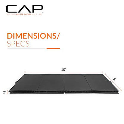 CAP Barbell All Purpose Folding Anti Tear Exercise Training Aerobic Fitness Gym & Gymnastics Balance Mat | Multiple colors - color: Black, style: 10' x 4' x 2.0" Thick