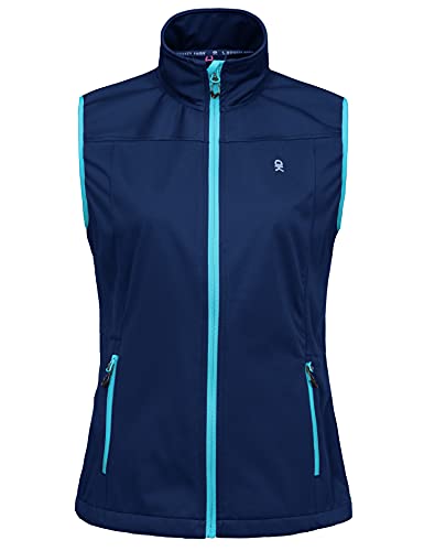 Little Donkey Andy Women's Lightweight Softshell Vest, Windproof Sleeveless Jacket for Running Hiking Travel - color: Blue, size: Large