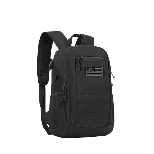 ArcEnCiel 10L/20L Mini X-Small Tactical Backpack MOLLE Daypack Gear Pack Camping Bag with Patch - color: Black, size: 10L