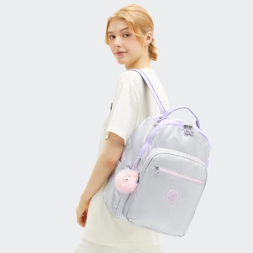 Kipling Women's Seoul Gm Backpack - color: Silver Glow Met, size: 12.75''L x 17.25''H x 8''D