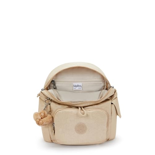 Kipling City Pack Mini Shimmer Backpack - color: Sparkled Beige, size: Mini