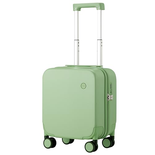 mixi Upgrade Carry on Luggage 14 Inch Underseat Personal Item Suitcases with Spinner Wheels, Hardside Rolling Suitcase PC with TSA Lock Lightweight Travel Case, Fine Grid Avocado Green - color: Fine Grid Avocado Green, size: 14in Underseat