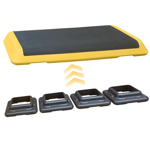 GOWE Adjustable Aerobic Stepper Workout Step with 4 Risers Fitness & Exercise Platform Trainer