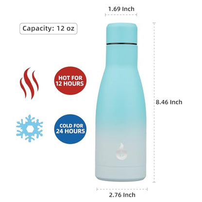 BJPKPK 12 oz Small Water Bottle, Reusable Insulated Stainless Steel Flask - color: Sea Salt, size: 12 Ounces
