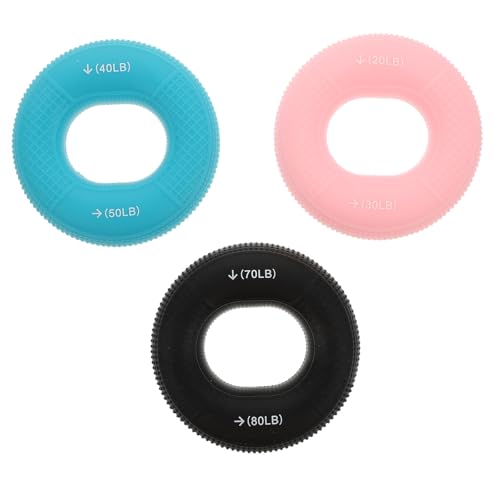 WOONEKY 3Pcs Hand Grip Strengthener Set Silicone Finger Grippers, Dual-Resistance Hand Training Rings (20-30Lb, 40-50Lb, 70-80Lb) for Finger Rehabilitation and Muscle Strengthening Fitness