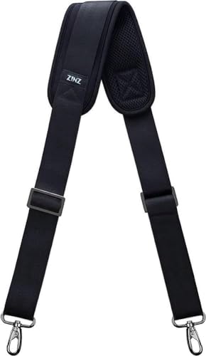 ZINZ Bag Shoulder Strap, Padded Adjustable Shoulder Strap Replacement - color: Black, size: 57"