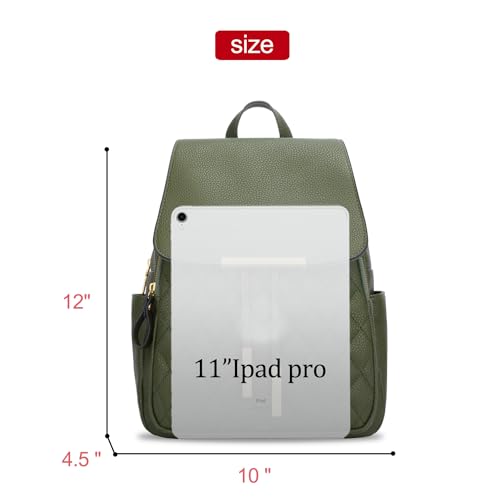 KKXIU Quilted Trendy Leather Backpack Purse for Women and Ladies Shoulder Travel Daypacks Bags (Olive) - color: Olive, style: Backpack