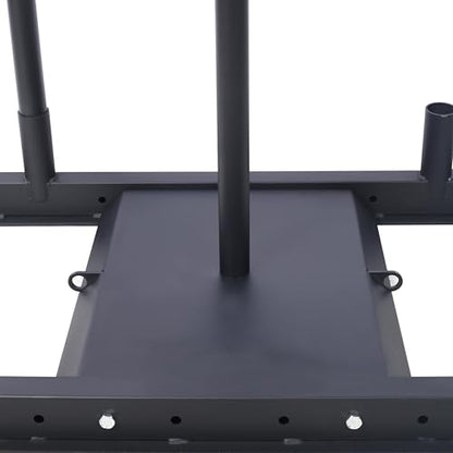 Weight Sled for Fitness Training Push Pull Drag Speed Strength Conditioning Workout Sled with Removable Push Poles Harness and Dual Anchor Points for 2 Inch Weight Plates Black