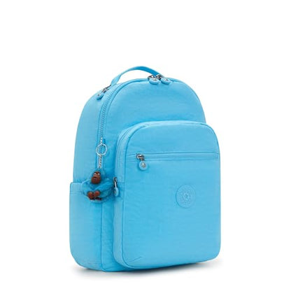 Kipling Women's Seoul 15" Laptop Backpack, Durable, Roomy with Padded Shoulder Straps, Built-In Protective Sleeve - color: Powder Blue, size: 12.75''L x 17.25''H x 8''D