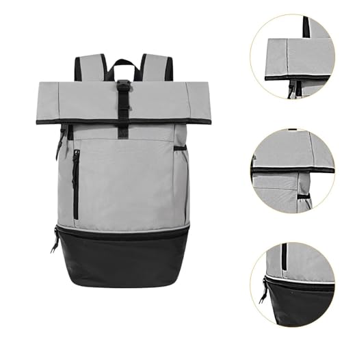 Outdoor Gym Backpack, Multifunction Large Capacity Lightweight for Fitness Travel Hiking, Nylon Daypack- Gray - color: Gray