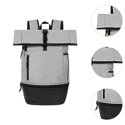 Outdoor Gym Backpack, Multifunction Large Capacity Lightweight for Fitness Travel Hiking, Nylon Daypack- Gray - color: Gray