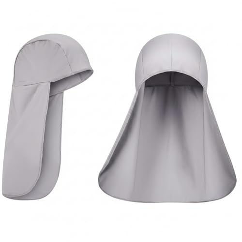 2 Packs Cooling Skull Cap with Neck Shade, Elastic Hard Hat Sun Shield for Men Women, Quick Dry Moisture Wicking - color: Grey, size: One Size