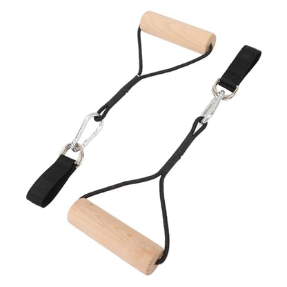 Wooden Gymnastic Rings Portable Pull Up Handles Arm Strength Trainer with Storage Bag for Outdoor Home Gym