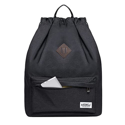 KAUKKO Drawstring Sports Backpack Gym Yoga Bag Shoulder Rucksack for Men and Women (3-BLACK) - color: Black (K1031-3)