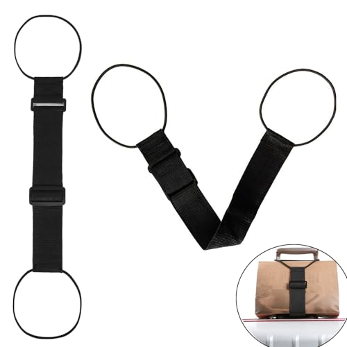 2 Pack Luggage Straps for Add a Bag Bungees Lightweight Easy Elastic Wrap Belts for Attaching Extra Bags Purse to Suitcase Handle Handbag Backpack Spinner Carryon Travel Airport