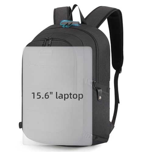 Tzowla Travel Laptop Backpack Water Resistant Anti-Theft Bag with Lock - color: A-black, size: Standard 15.6 inch