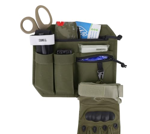KRYDEX Tactical Bag Insert Panel Organizer,Modular Admin Insert EDC Pouch with Hook Backed for Backpack Range Bag Accessory Organizer Outdoor Survival Gear Panel - color: Ranger Green