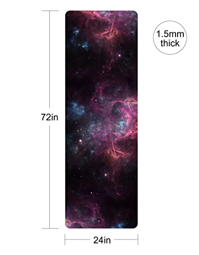 nuveti Printed Travel Yoga Mat-1/16 Inch Thick Non Slip Fitness Workout Mat with Carrying Bag, Foldable Lightweight Suede & Natural Rubber Yoga Mat for Yoga Pilates and Fitness 72" L x 24" W x 1.5mm - color: XingLuoQiBu