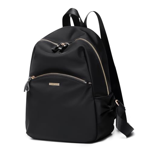 GOLF SUPAGS Stylish Laptop Backpack Purse for Women Girls Casual Travel Daypack Mini Backpack Handbag Nylon Bookbag - color: Black